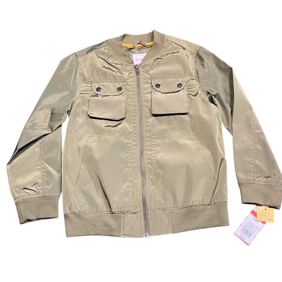 New Cat & Jack Boys Jacket Size 6/7 Green Zip Up Wind Water Resistant Army Green - Picture 1 of 11